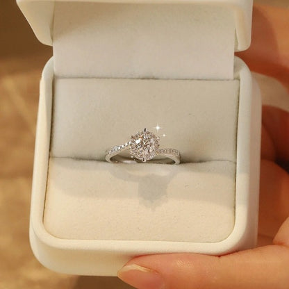 . 50 carat moissonite ring framed with 925 sterling silver