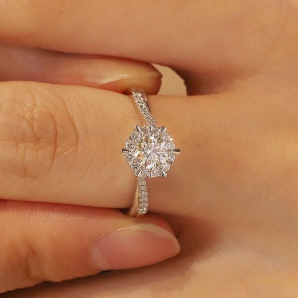 . 50 carat moissonite ring framed with 925 sterling silver