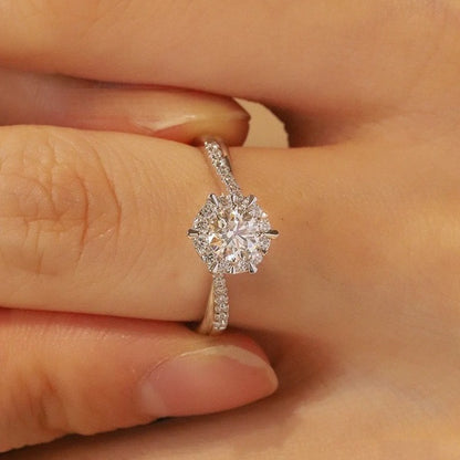 . 50 carat moissonite ring framed with 925 sterling silver