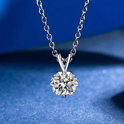 1 carat moissonite snowflake design pendent framed with 999 pure sterling silver