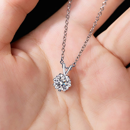1 carat moissonite snowflake design pendent framed with 999 pure sterling silver