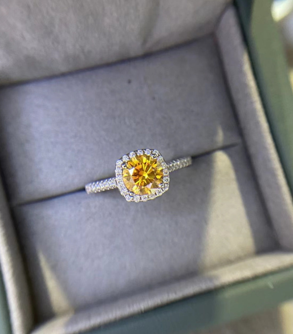 . 50 cent yellow moissonite ring