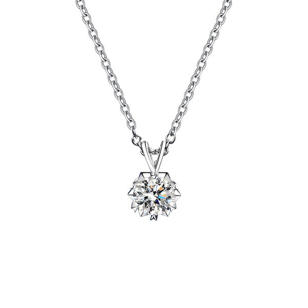 1 carat moissonite snowflake design pendent framed with 999 pure sterling silver