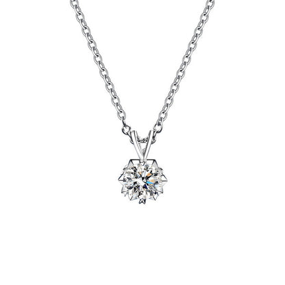 1 carat moissonite snowflake design pendent framed with 999 pure sterling silver