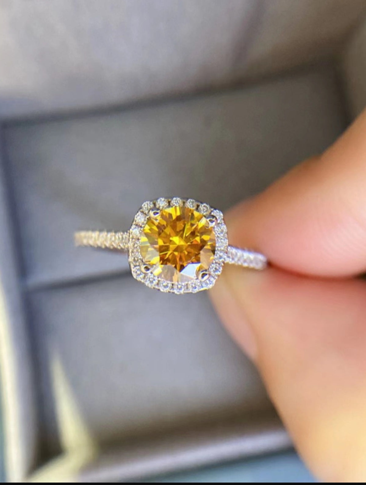 . 50 cent yellow moissonite ring