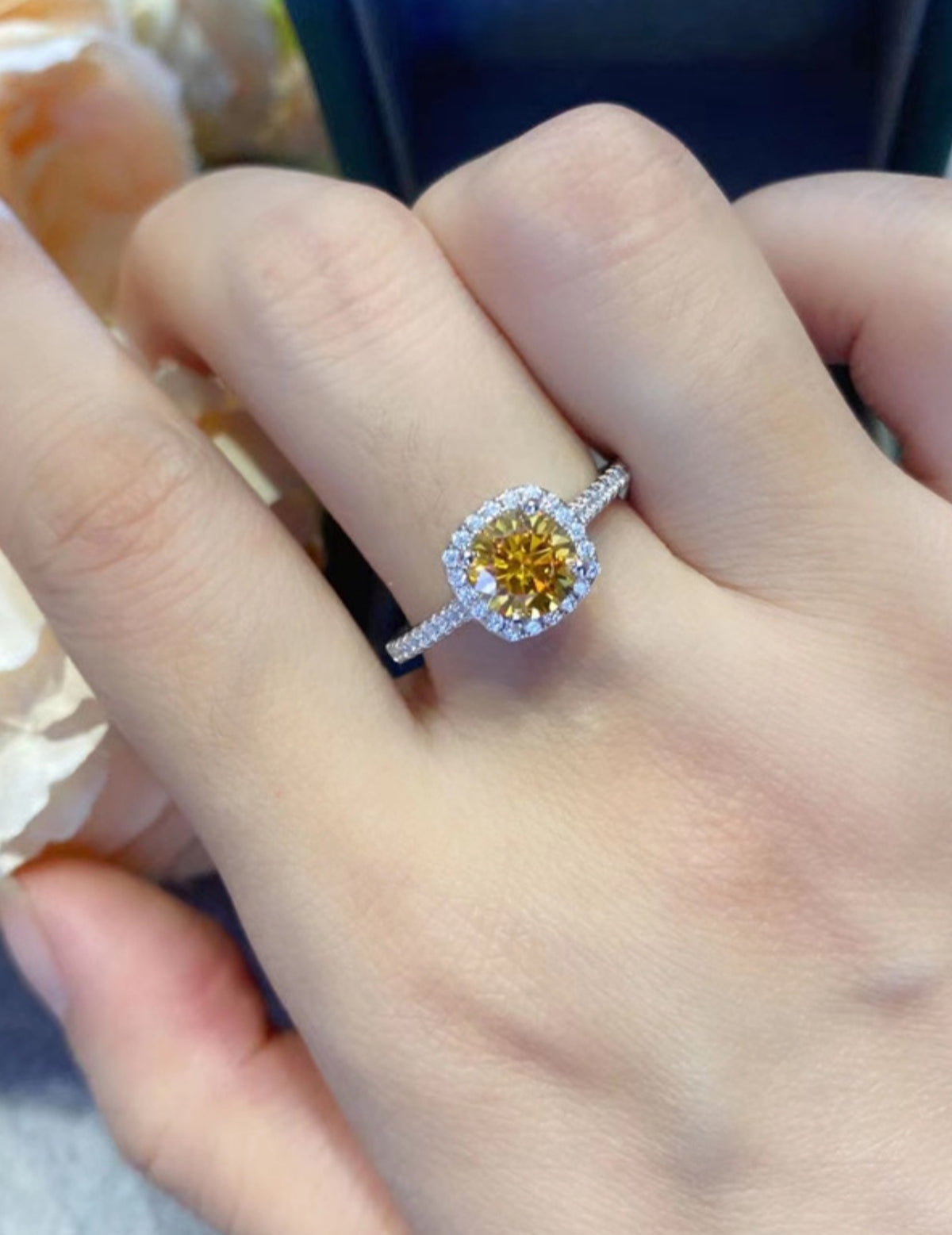 . 50 cent yellow moissonite ring