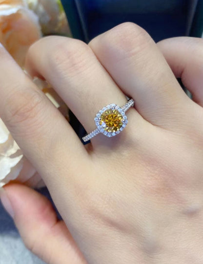 . 50 cent yellow moissonite ring